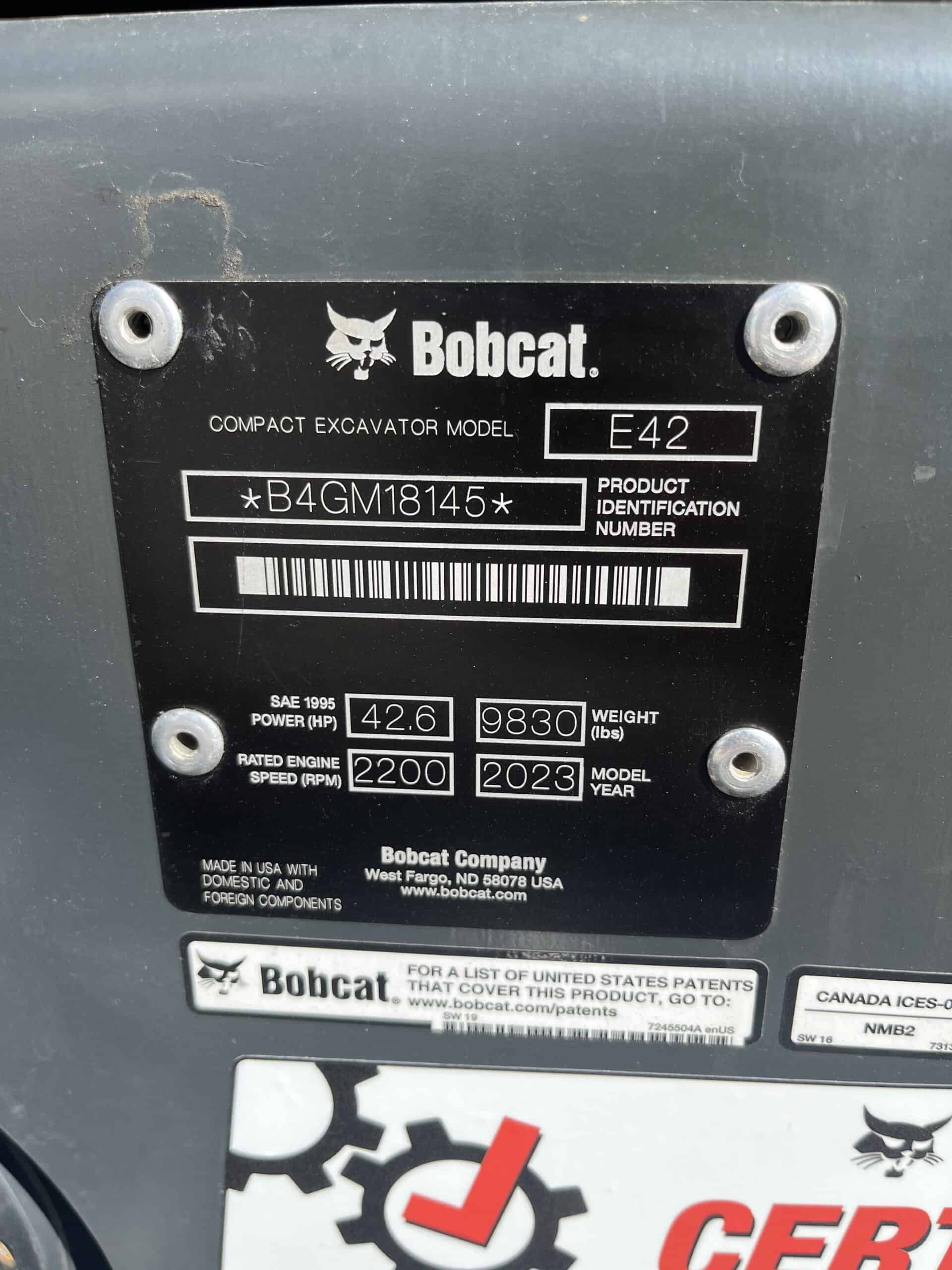 Buy a Used 2023 E42-U BOBCAT COMPACT EXCAVATOR from Bobcat of Houston